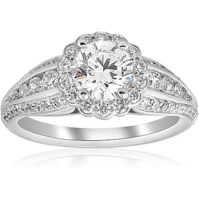 Pompeii3 14k White Gold 1.62 ct TDW Halo Engagement Ring