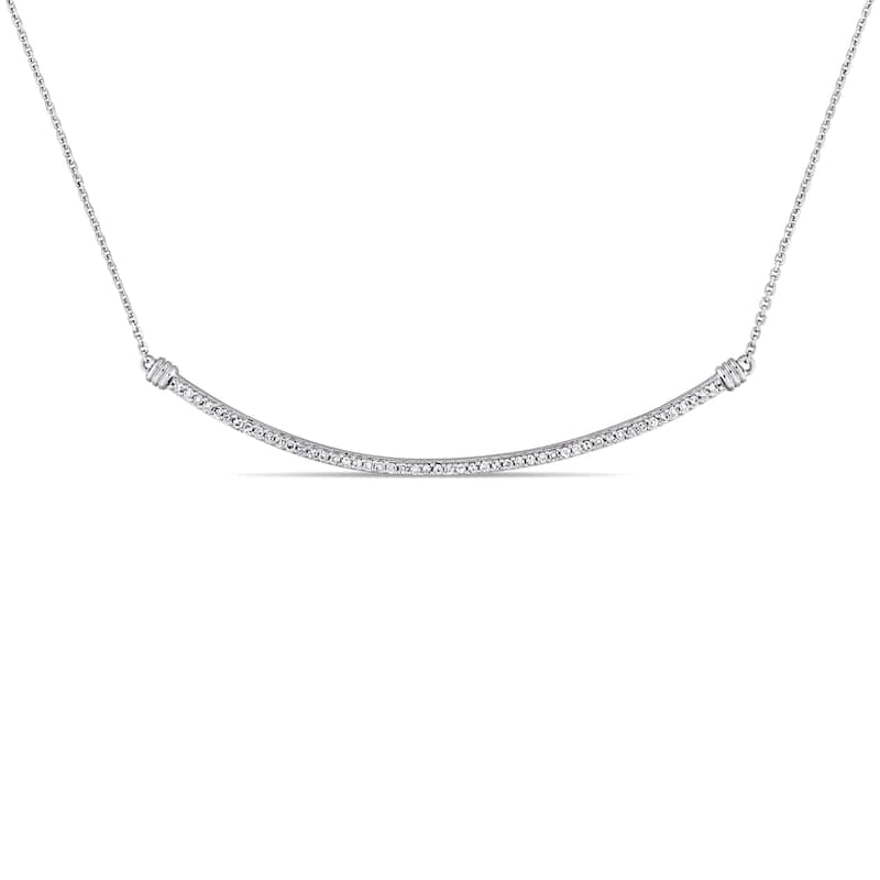 Miadora Signature Collection 14k White Gold 1/4ct TDW Diamond Linear Stationed Bar Necklace