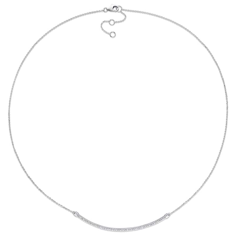 Miadora Signature Collection 14k White Gold 1/4ct TDW Diamond Linear Stationed Bar Necklace