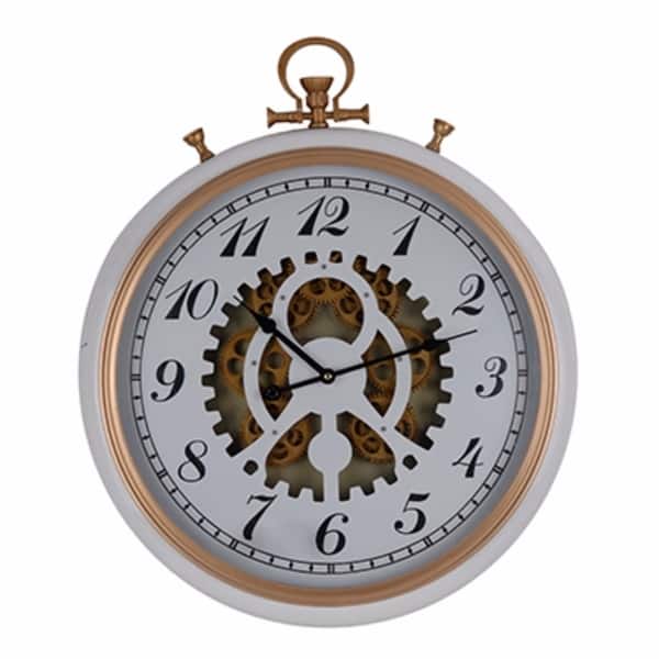 slide 1 of 1, Wall Mount Clock, White & Golden - white and golden