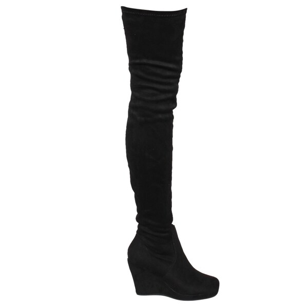 thigh high wedge heel boots