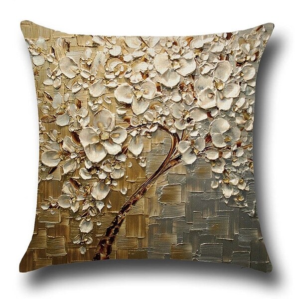 Shop Cotton Linen Throw Pillow Cover Cushion Cover Gold Silver Jasmine