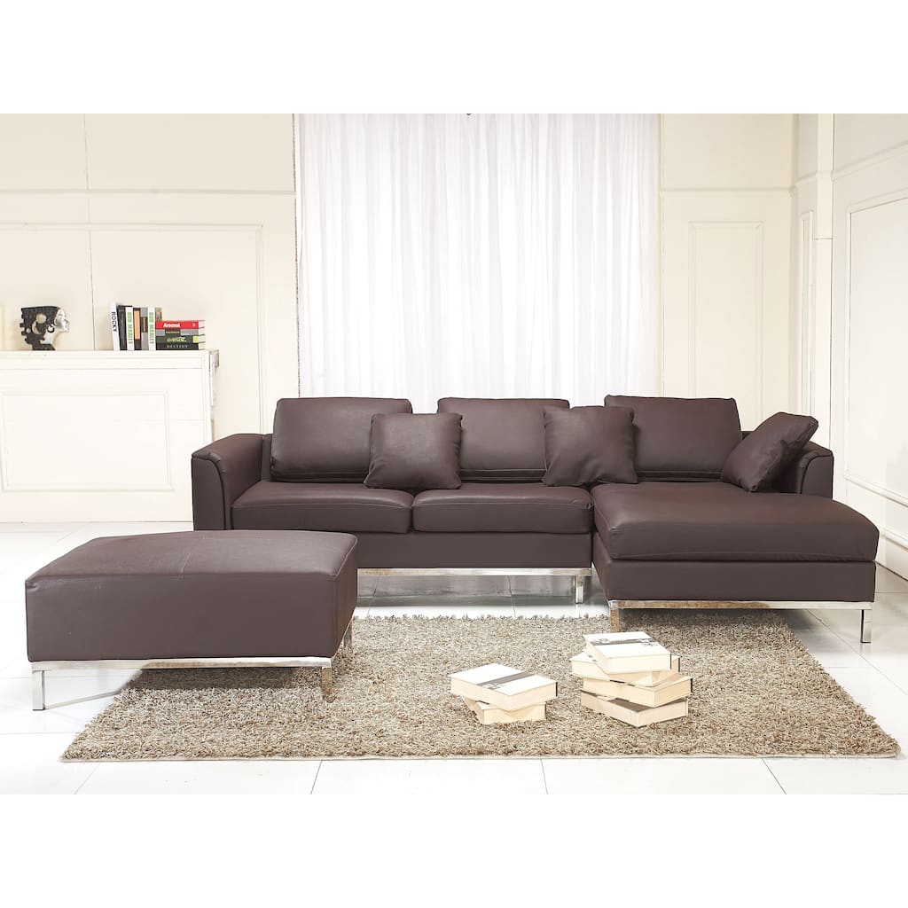 Sectional Sofa with Ottoman L - Brown Leather OSLO