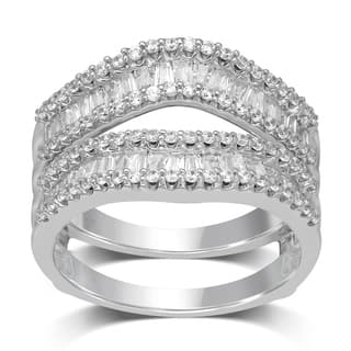 Wedding Ring Wraps Guards Online At Our Best Unending Love 14k White Gold 1 Ctw Round And Baguette Diamond I J Color I1