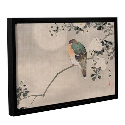 School Japanese's Japanese Silk Painting of a Wood Pigeon 1800 1899, Gallery Wrapped Floater-framed Canvas