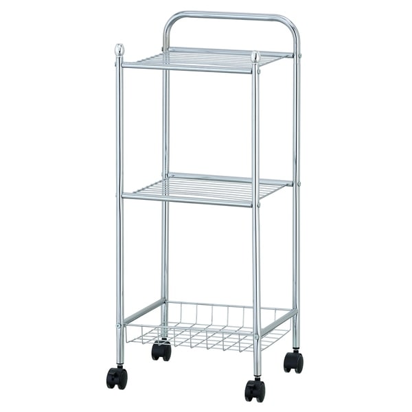 Porch & Den Copeland Chrome 3-tier Tray Shelf with Casters
