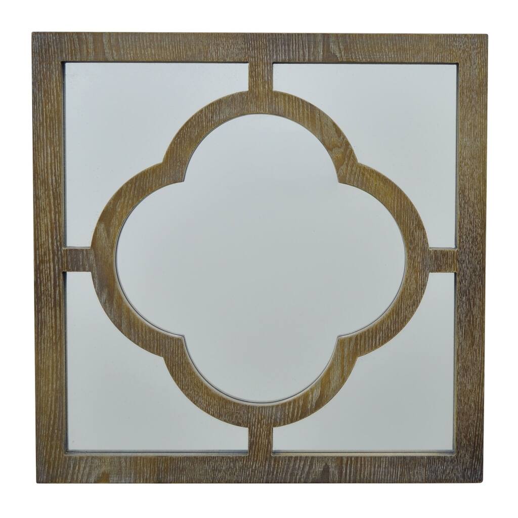 Three Hands Mirror W/Wood Frame - Brown - 23.5 X 1 X 23.5