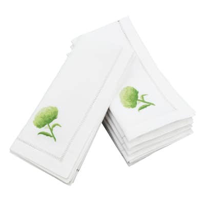 Embroidered Artichoke Hemstitched Cotton Napkin (Set of 6)