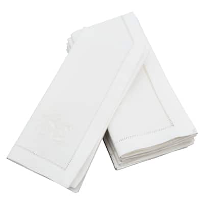Vine Embroidered and Hemstitched Cotton Napkin (Set of 6)