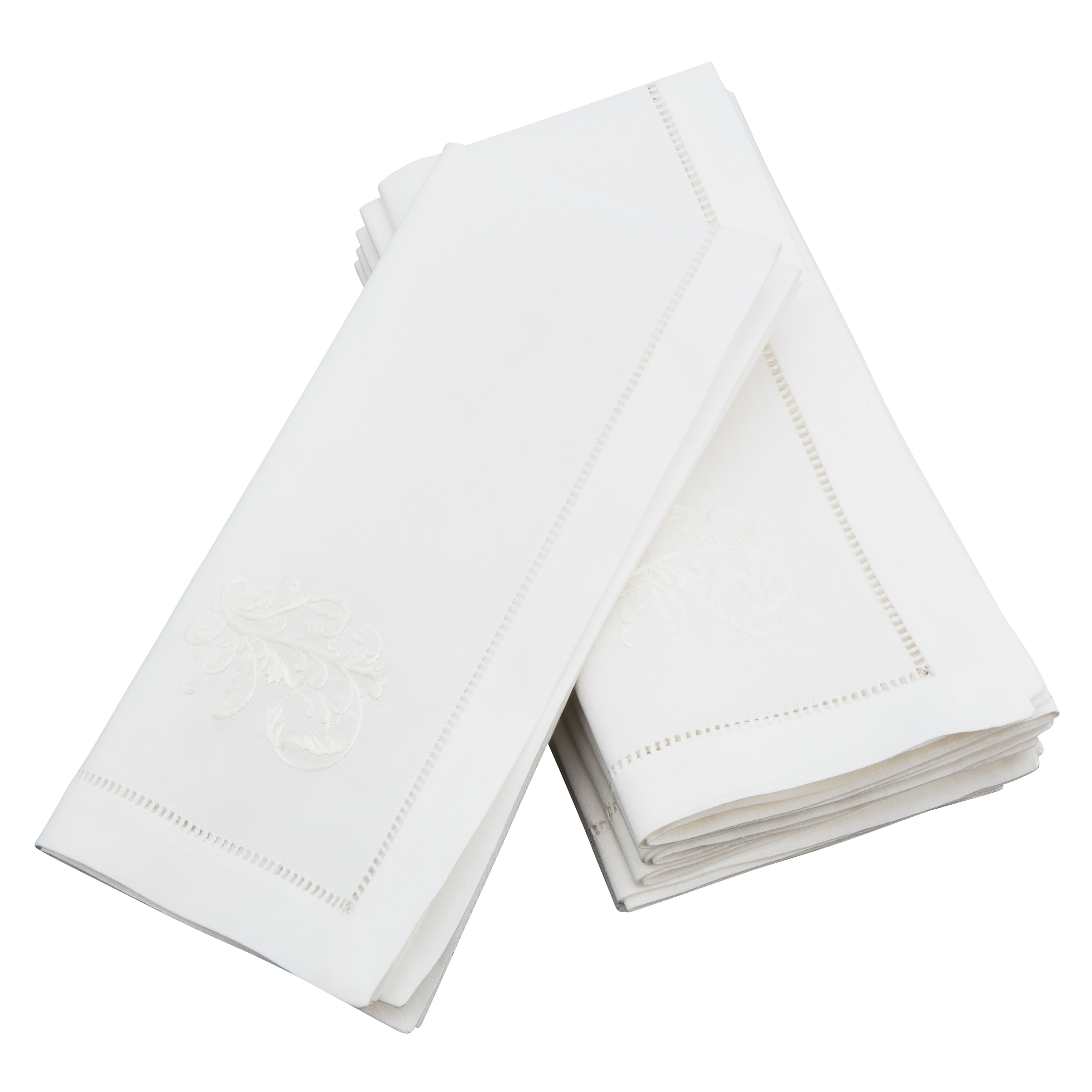 Vine Embroidered and Hemstitched Cotton Napkin (Set of 6)