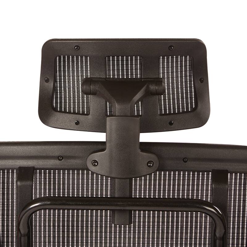 Vertical Black Mesh Back Office Chair with Shiny Black Base in Black Free Flex Fabric with Headrest