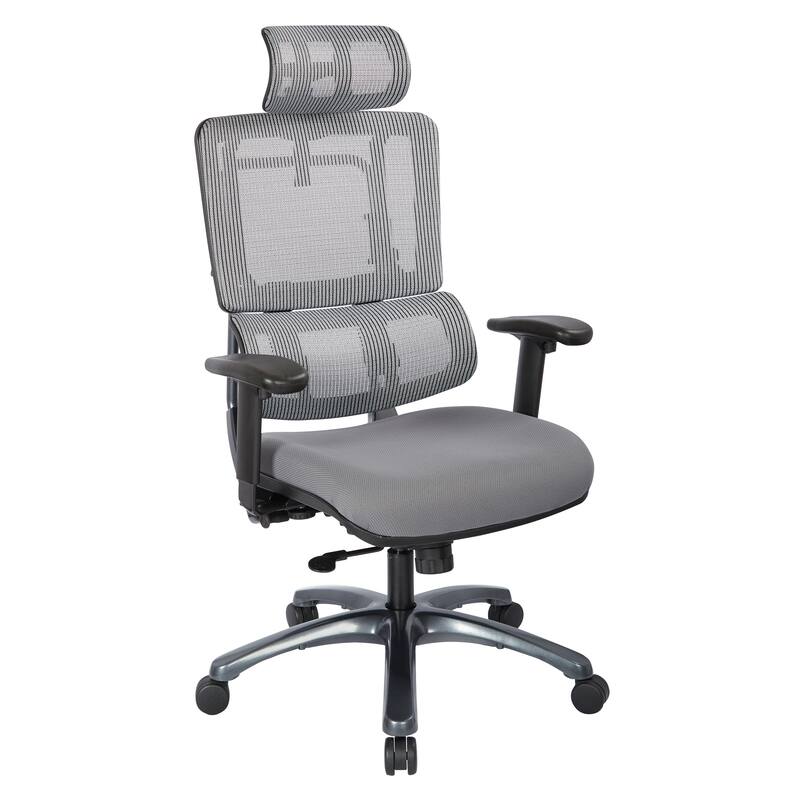 Vertical Grey Mesh Back Office Chair with Titanium Base and Steel Mesh Seat with Headrest