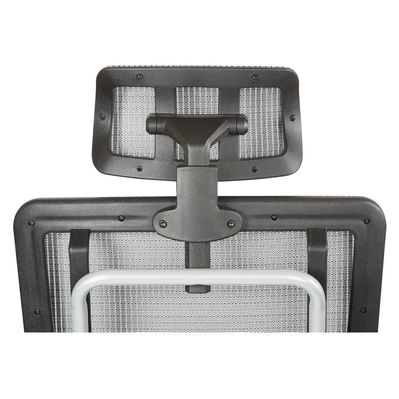 Vertical Grey Mesh Back Office Chair with Titanium Base and Steel Mesh Seat with Headrest