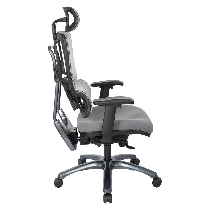 Vertical Grey Mesh Back Office Chair with Titanium Base and Steel Mesh Seat with Headrest