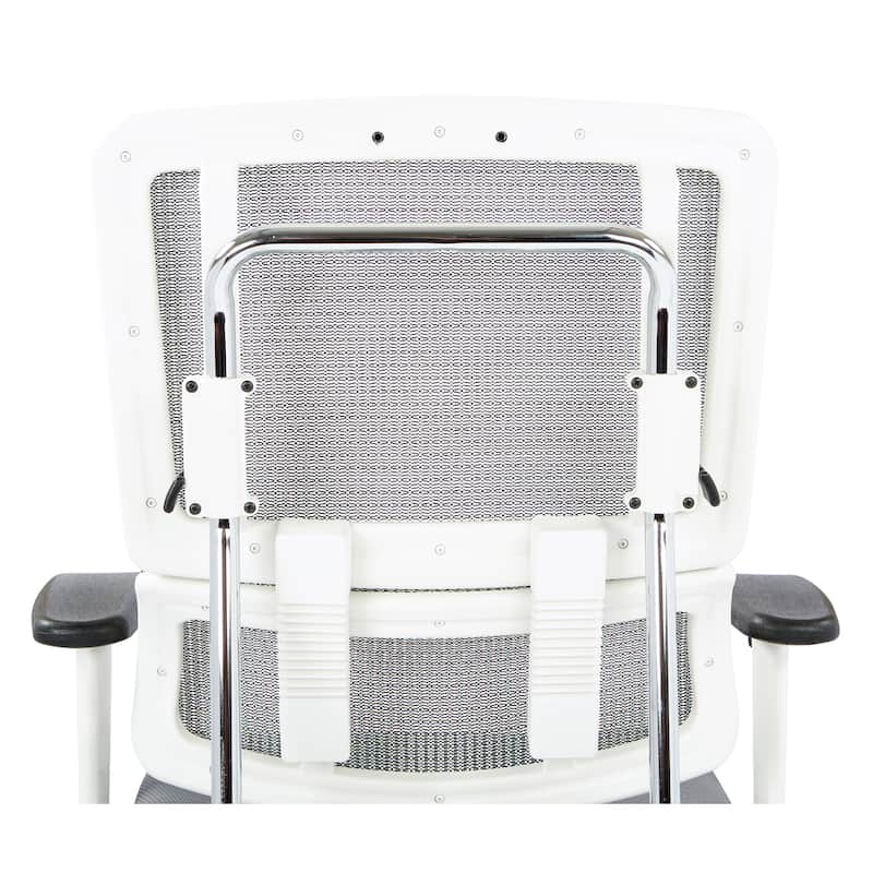 Breathable White Vertical Mesh Office Chair with Fabric Seat in Steel