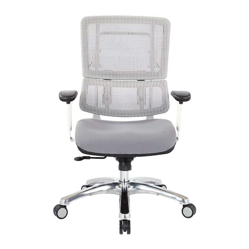 Breathable White Vertical Mesh Office Chair with Fabric Seat in Steel