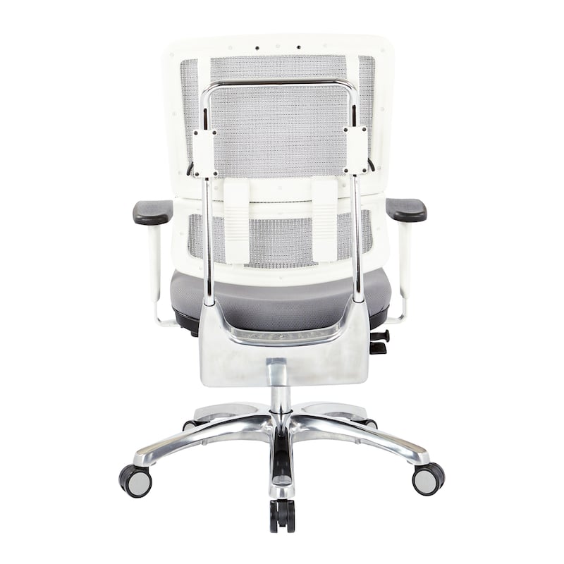 Breathable White Vertical Mesh Office Chair with Fabric Seat in Steel