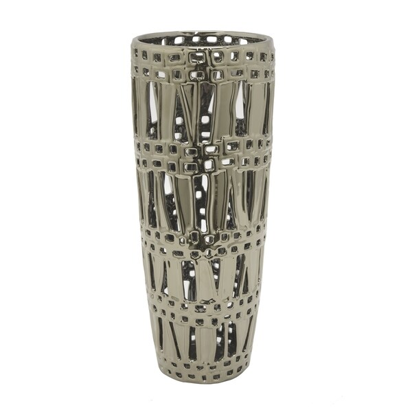 Three Hands Silver Pierced Ceramic Vase