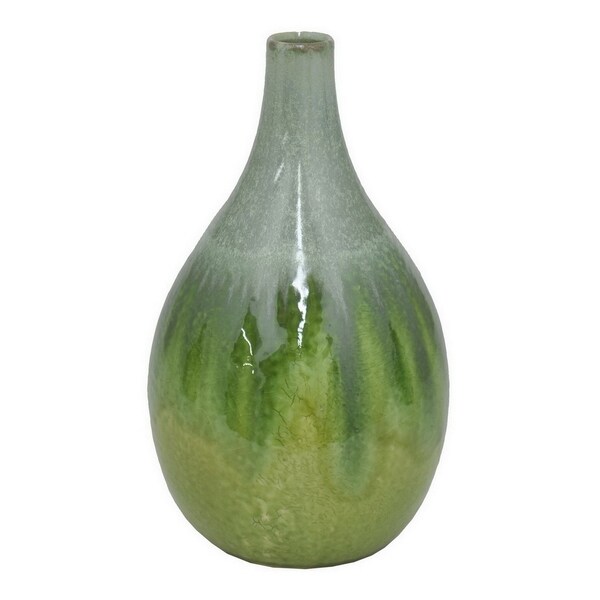 Three Hands Ceramic Vase - Green Drip