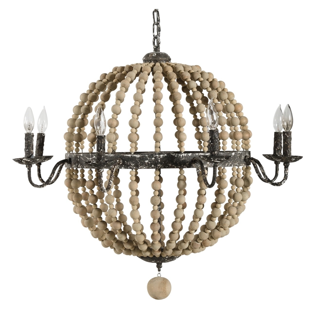 Alden DÃƒÂ©cor Cosmos Chandelier in Natural Wood Beads - Chandeliers For Bedrooms by Overstock.com