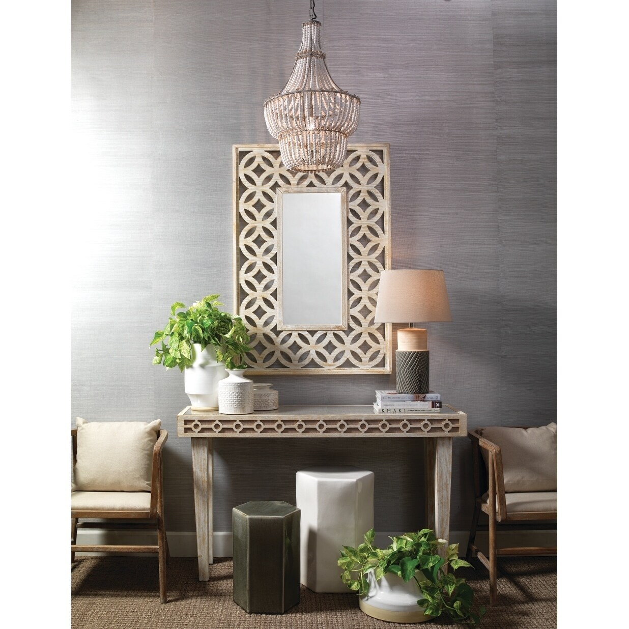 Alden DÃƒÂ©cor Blanca Chandelier in White Beads - Chandeliers For Bedrooms by Overstock.com