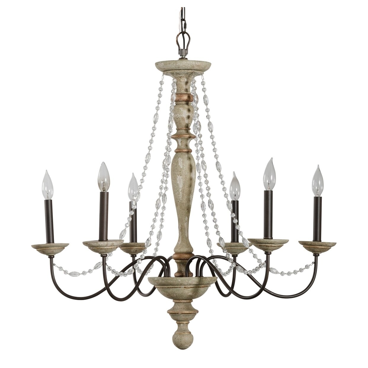 Alden DÃƒÂ©cor Maybel Chandelier in Washed Wood and Crystal - Chandeliers For Bedrooms by Overstock.com