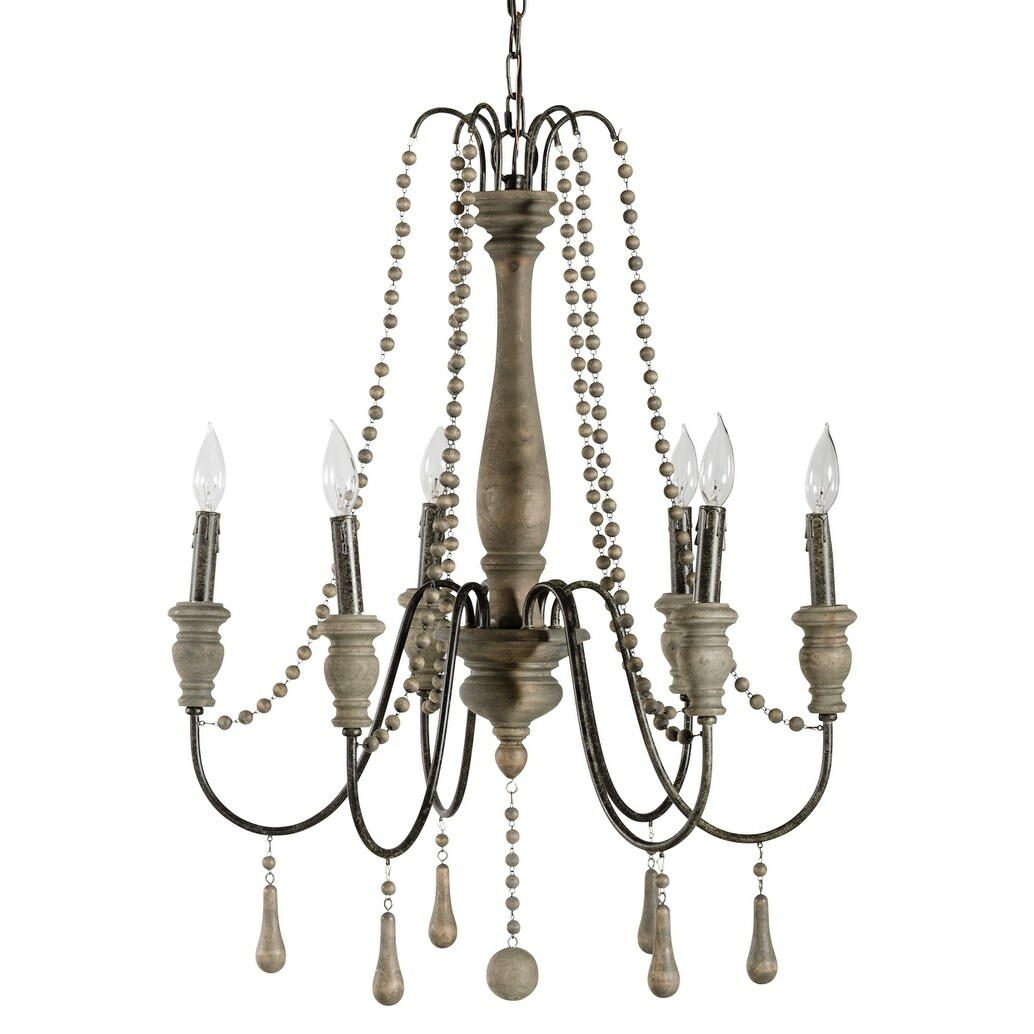 Alden DÃƒÂ©cor Dunaway Chandelier in Grey Washed Wood - Chandeliers For Bedrooms by Overstock.com