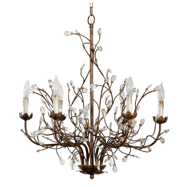 6 Light Iron Branch Chandelier Rust On Ships To 6 Light Iron Branch Chandelier Rust
