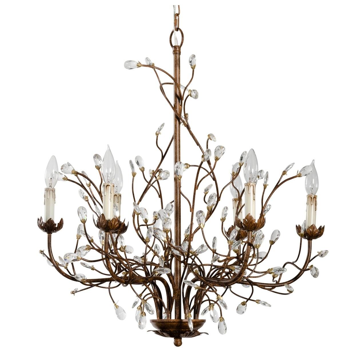 Alden DÃƒÂ©cor 6 Light Iron Branch Chandelier - Rust - Chandeliers For Bedrooms by Overstock.com