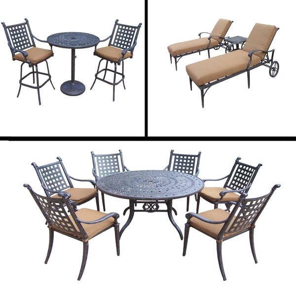 Premier Sunbrella Cushioned Set includes 3 Pc Bar Set 7 Pc Dining