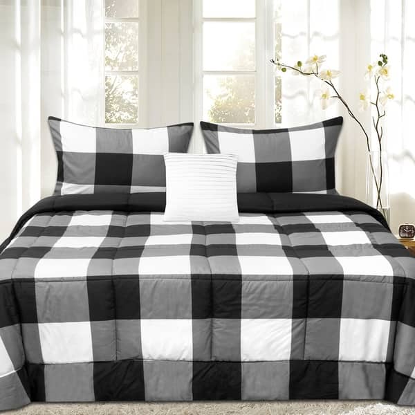 Shop Sweet Home Collection 4 Piece Buffalo Check Comforter Set