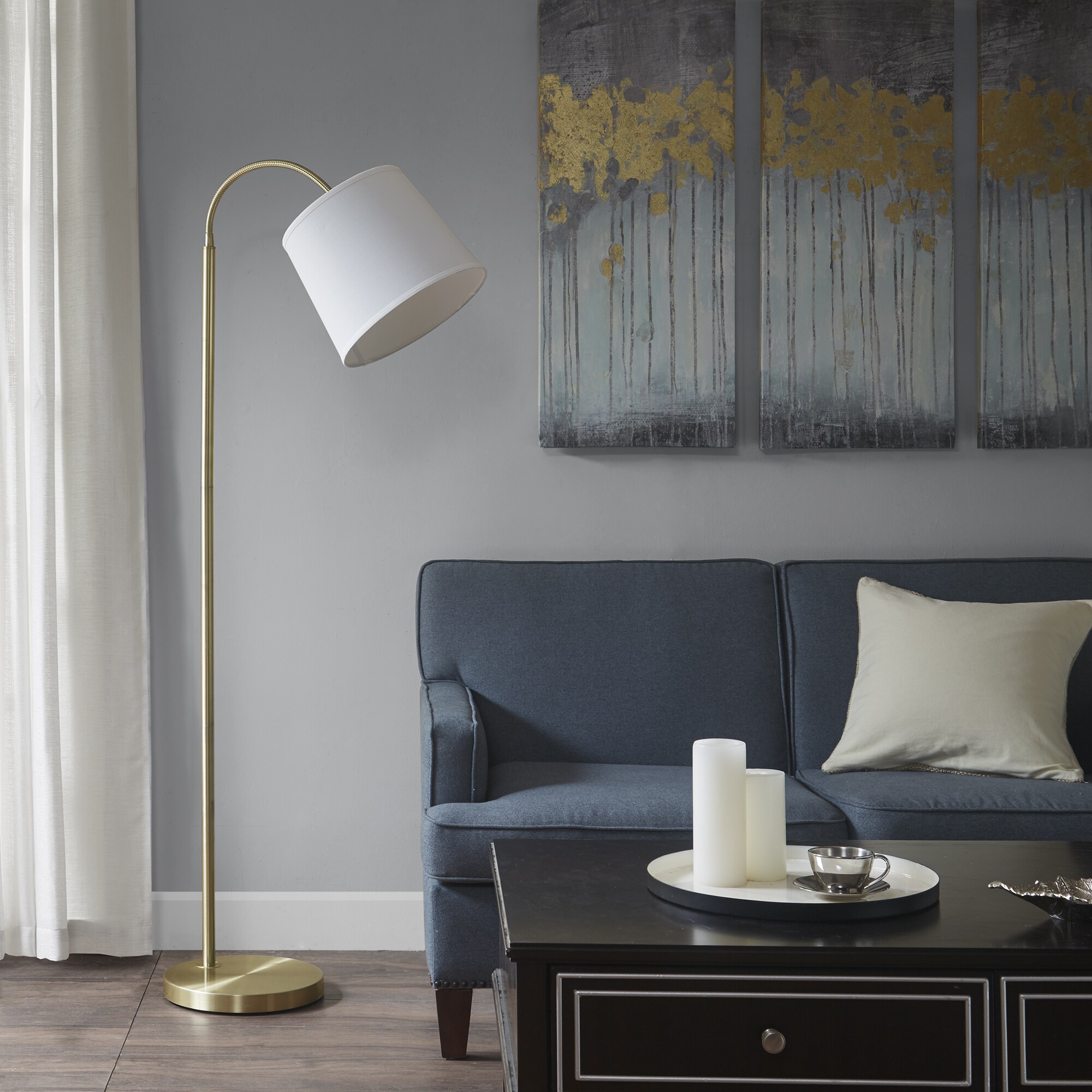Venus White/ Gold 72-inch Floor Lamp by Hampton Hill - White/ Gold