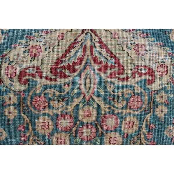 Noori Rug Fine Vintage Distressed Laurian BlueGreen/Red Rug 9'4" x