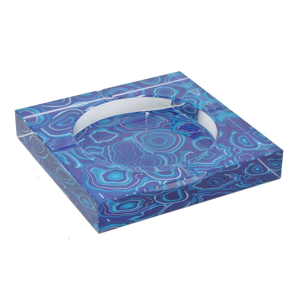 Three Hands Glass Ashtray - Blue