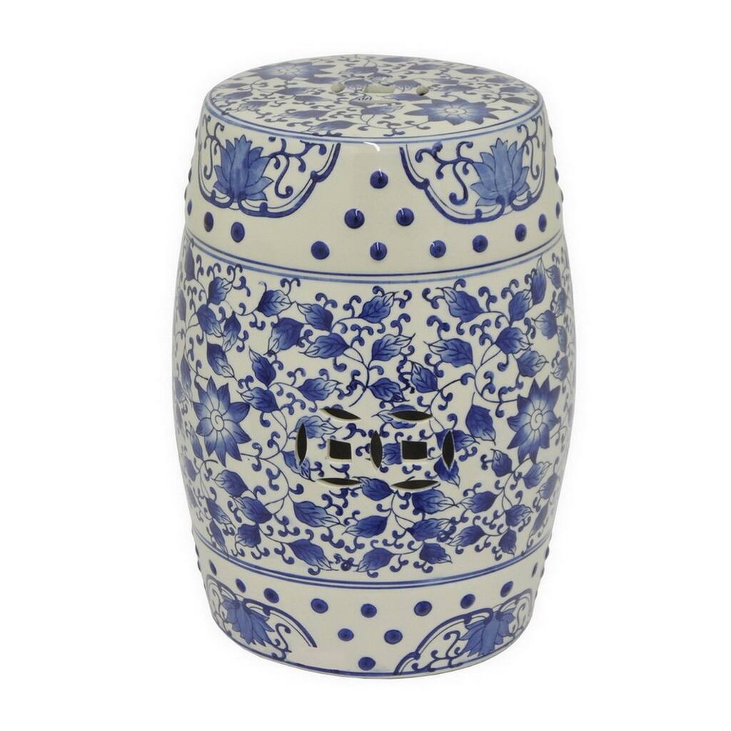 Three Hands Blue And White Ceramic Garden Stool