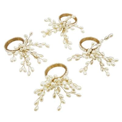 Faux Pearl Napkin Ring - set of 4 pcs
