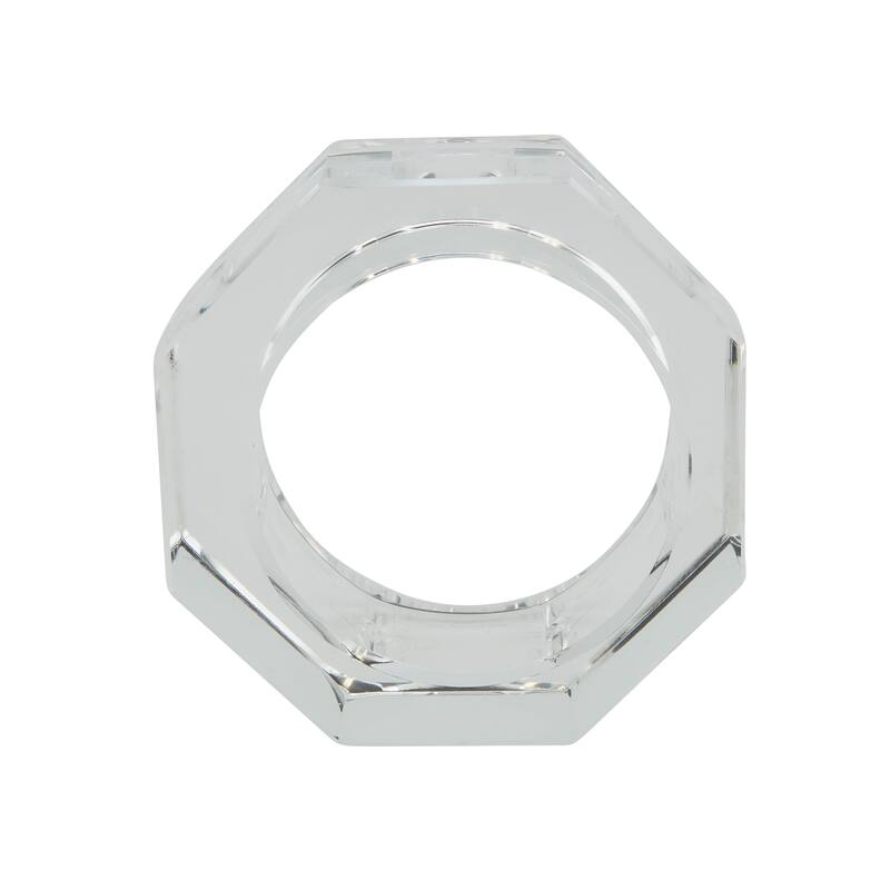 Glass Crystal Octagonal Facet Napkin Ring - set of 4 pcs