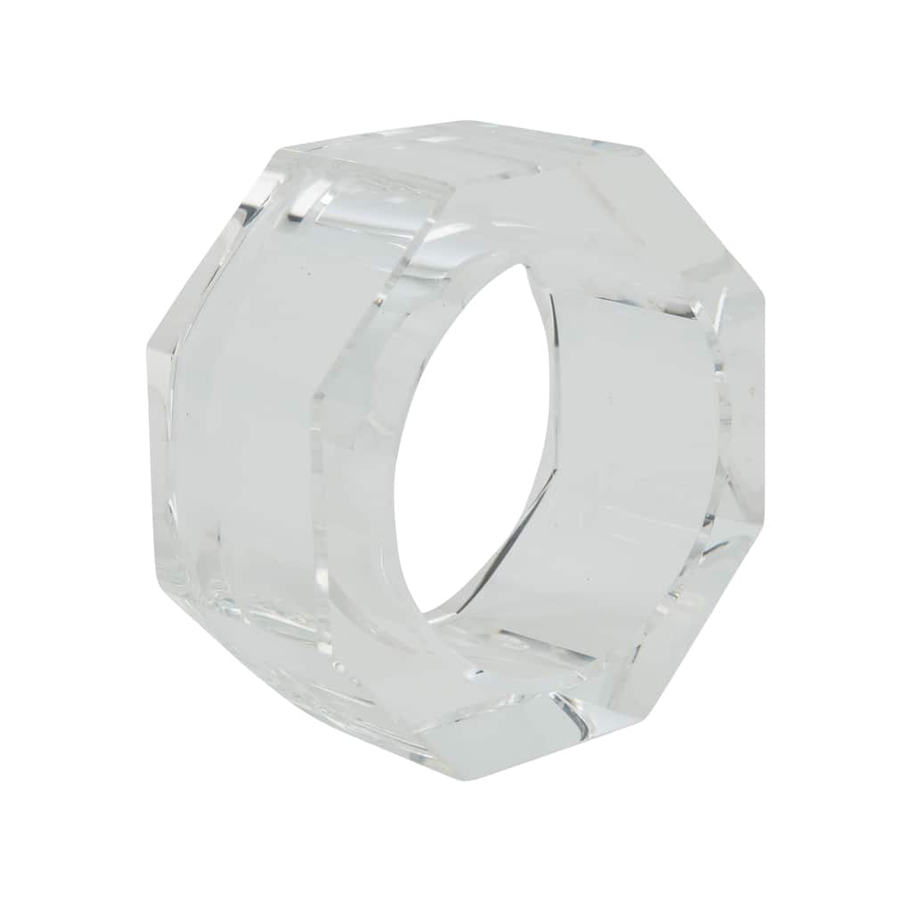 Glass Crystal Octagonal Facet Napkin Ring - set of 4 pcs