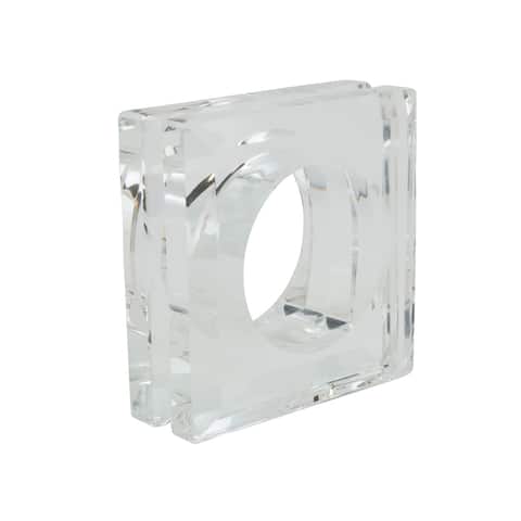 Glass Crystal Doubled Block Napkin Ring - set of 4 pcs