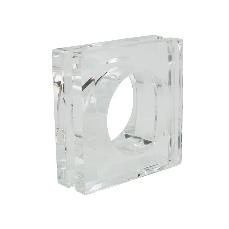 Glass Crystal Doubled Block Napkin Ring - set of 4 pcs