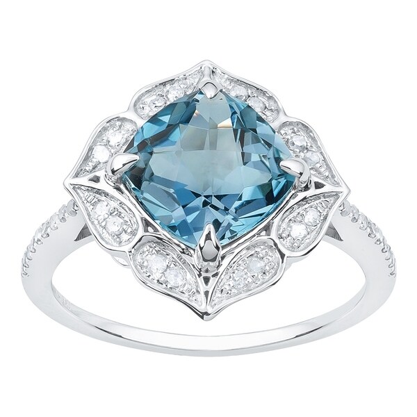 Shop Viducci 10k White Gold Vintage Style Blue Topaz and ...