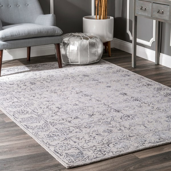nuLOOM Vintage Handmade Hidden Floral Vine Wool Area Rug