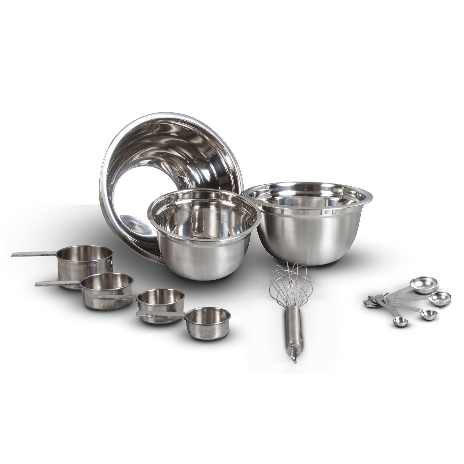 12 Pcs Stainless Steel Mixing Bowls Set W/ Whisk Measuring Metallic