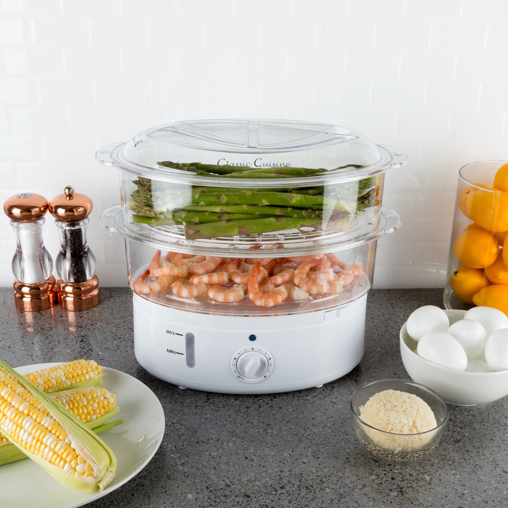Rice with salmon and vegetables in Aroma digital rice cooker food steamer  with steam tray
