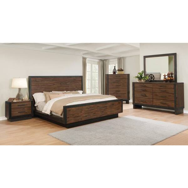 Shop Ellie 6 Piece Bourbon Brown Acacia Wood Metal Bedroom