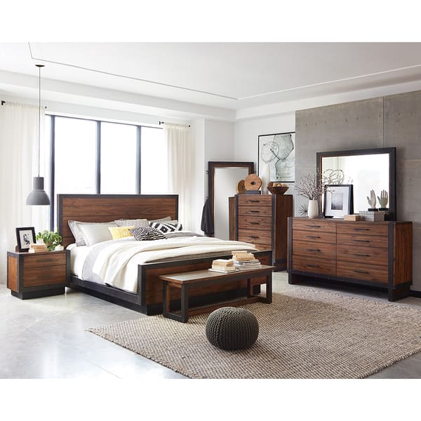 Shop Ellie 8 Piece Bourbon Brown Acacia Wood Metal Bedroom