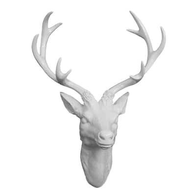 Three Hands White Resin Deer Head Wall Decor