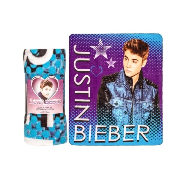 Justin Bieber Fleece Throw Blanket-Halftone Blue ...