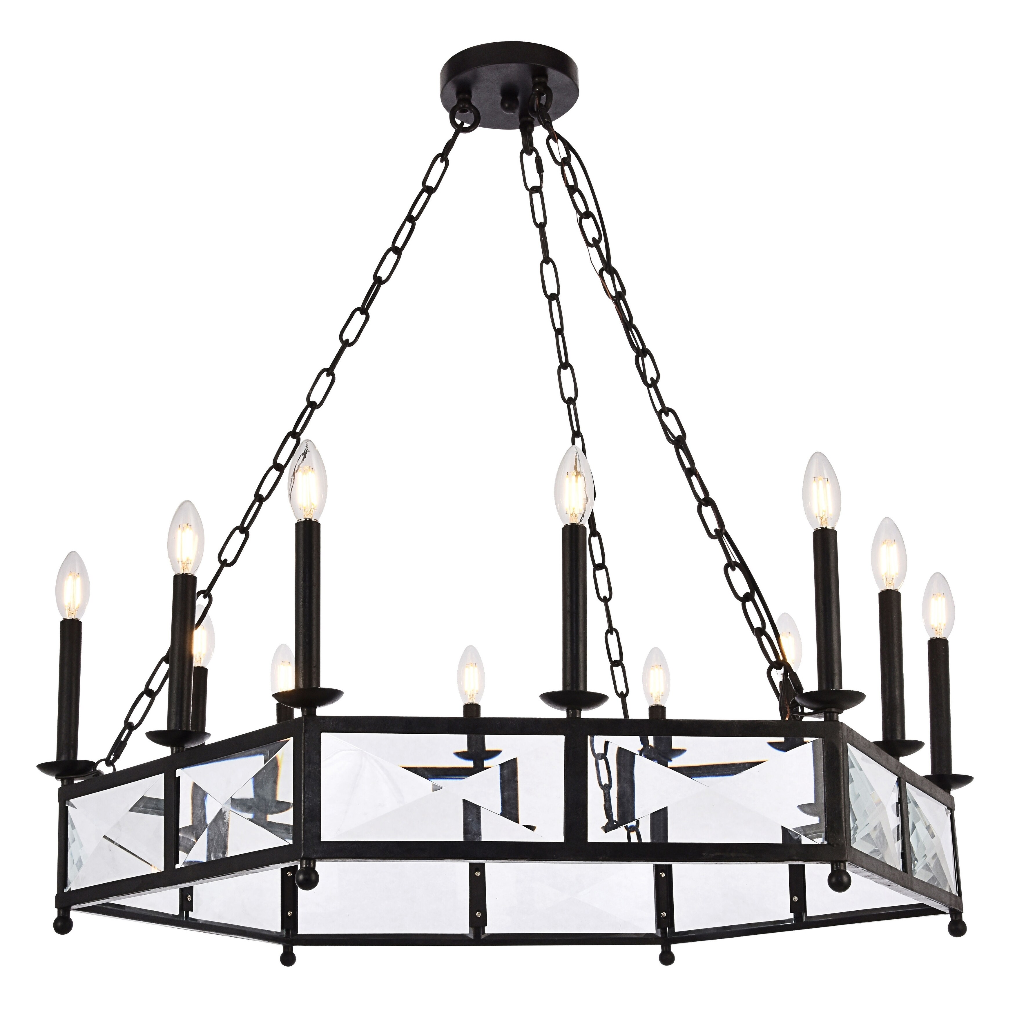Exeter Collection Chandelier  D37.625" H12.5" Vintage Bronze Finish - Chandeliers For Bedrooms by Overstock.com