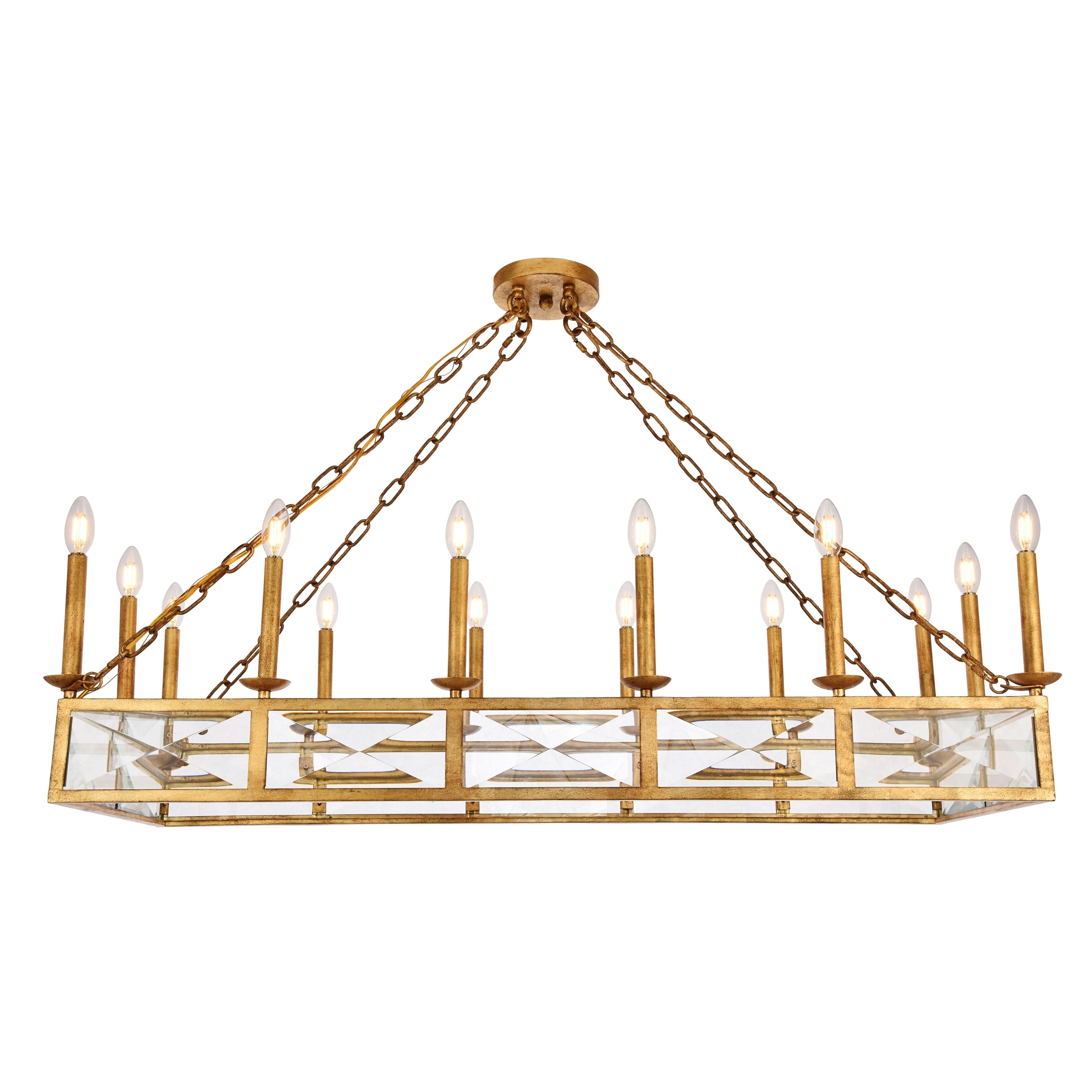 Exeter Collection Chandelier  L46.375" D19.75" H11.125" Golden Iron Finish - Gold - Chandeliers For Bedrooms by Overstock.com